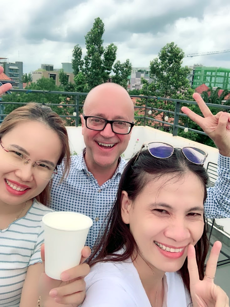 Russ, Ly & Hanh working from HCMC