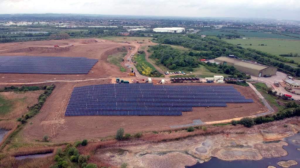 View of the Elstow Solar Panel Farm